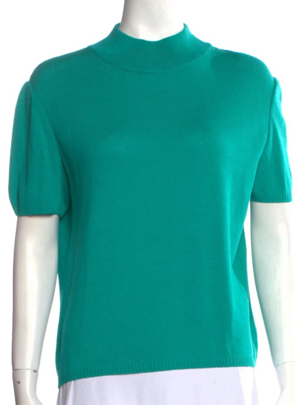 St John Collection teal knit sweater shirt size M